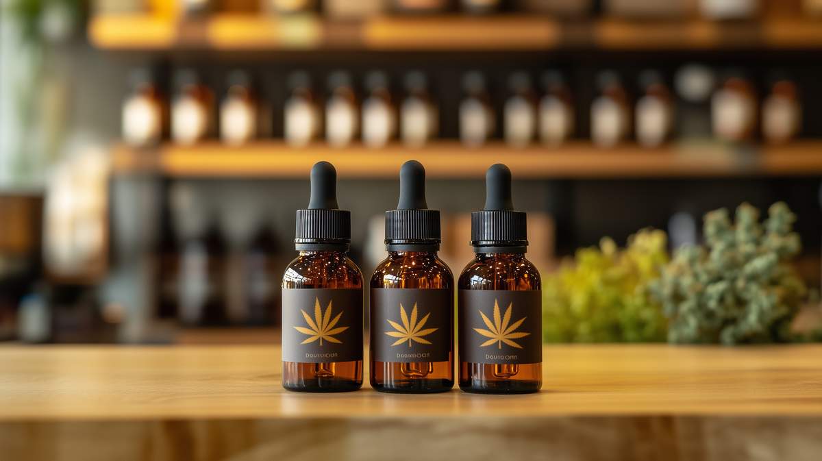 3 huiles de cbd dans une boutique de cbd